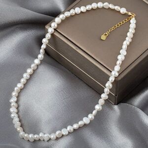 Pearl Necklace Dainty Natural Freshwater Pearl Fashion Chain Baroque Gift to Her